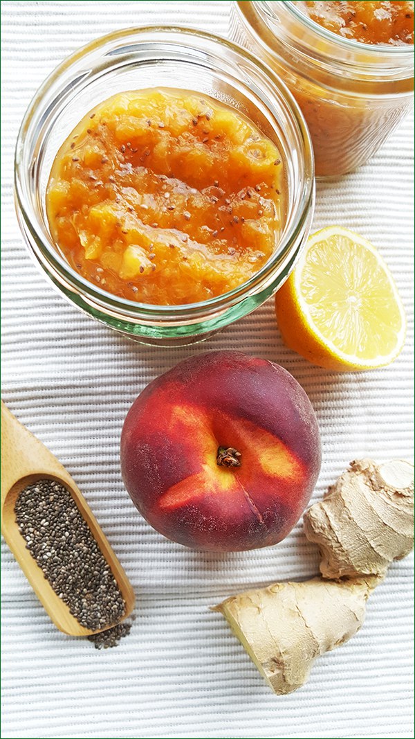 Ingrediënten perzikenspread met gember en chiazaad | Gewoon een foodblog!