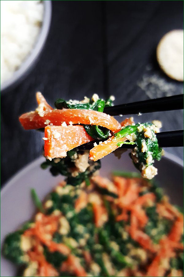 Shira-ae met spinazie en wortelen | Gewoon een foodblog!