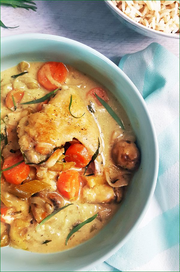 Franse kip fricassee met dragon | Gewooneenfoodblog.nl