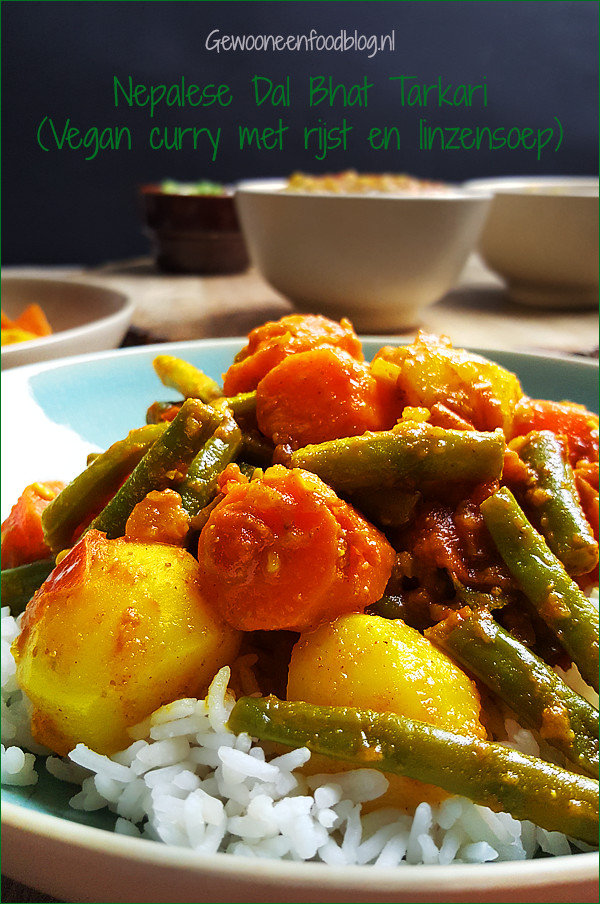 Nepale groentecurry met linzensoep en rijst | Gewooneenfoodblog.nl