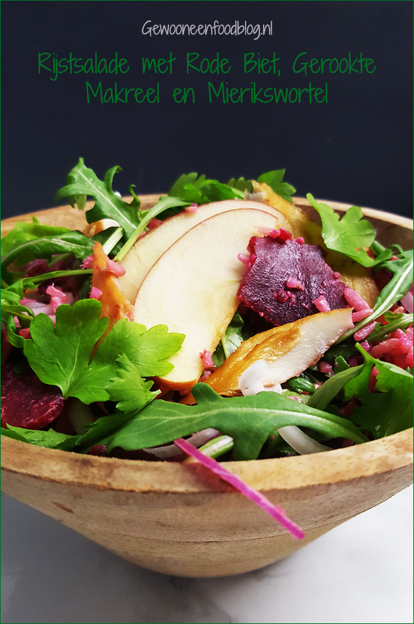 Rijstsalade met makreel, rode biet en mierikswortel | Gewooneenfoodblog.nl